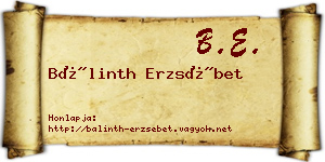 Bálinth Erzsébet névjegykártya